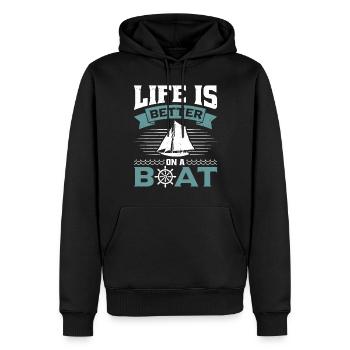 La vie est meilleure sur un bateau - Sweat à capuche Premium bio Homme - noir - Devant - Nico (187cm)