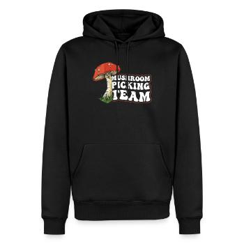 Équipe Cueilleurs de champignons Cueilleurs de champignons Champignons - Sweat à capuche Premium bio Homme - noir - Devant - Nico (187cm)