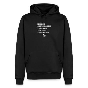 Biking can change the way you see the world - Männer Premium Bio Hoodie - Schwarz - Vorne - Nico (187cm)