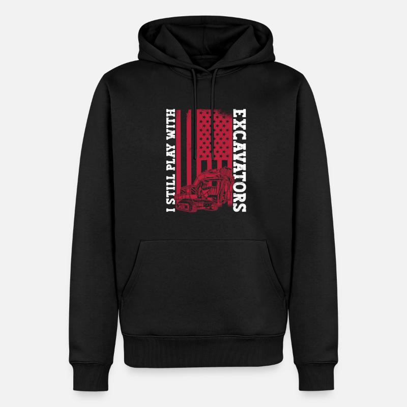 Baggerfahrer Bagger États-Unis - Sweat à capuche Premium bio Homme - noir