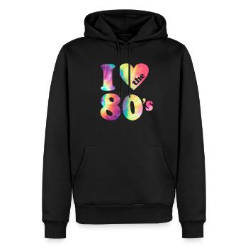 J’adore le carnaval rétro des années 80 Fête à thème des années 80 - Sweat à capuche Premium bio Homme - noir - Devant - Nico (187cm)