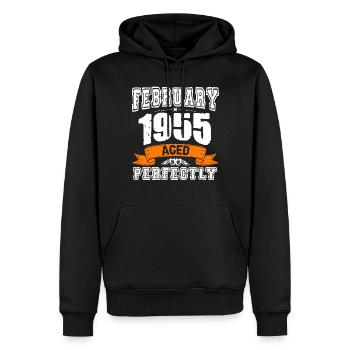 Cadeau d'anniversaire vintage de janvier 1955 - Sweat à capuche Premium bio Homme - noir - Devant - Nico (187cm)