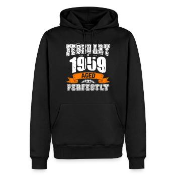 Cadeau d'anniversaire vintage de janvier 1959 - Sweat à capuche Premium bio Homme - noir - Devant - Nico (187cm)