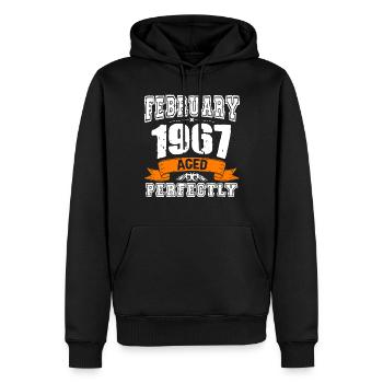 Cadeau d'anniversaire vintage de janvier 1967 - Sweat à capuche Premium bio Homme - noir - Devant - Nico (187cm)