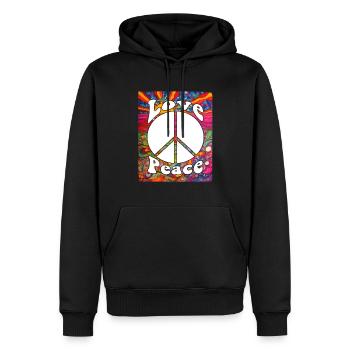Hippie Tshirt Peace Movement Woodstock Boho Groove - Men’s Premium Organic Hoodie - black - Front - Nico (187cm)