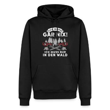 Holz Geschenke Chainsaw Kettensäge Waldarbeiter - Männer Premium Bio Hoodie - Schwarz - Vorne - Nico (187cm)