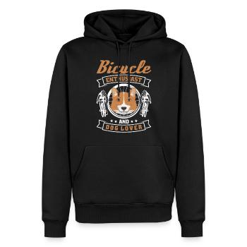 Passionné de vélo et amoureux des chiens - Sweat à capuche Premium bio Homme - noir - Devant - Nico (187cm)
