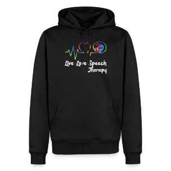 Assistant orthophoniste - Sweat à capuche Premium bio Homme - noir - Devant - Nico (187cm)