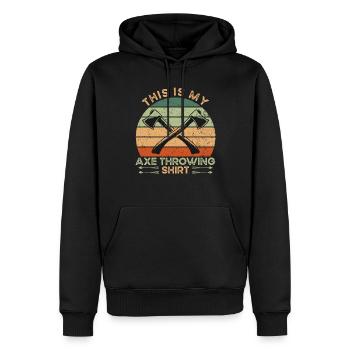 My Axe Throwing Shirt - Männer Premium Bio Hoodie - Schwarz - Vorne - Nico (187cm)