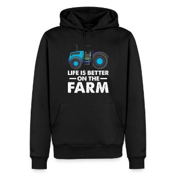 La vie est meilleure sur le tracteur agricole - Sweat à capuche Premium bio Homme - noir - Devant - Nico (187cm)
