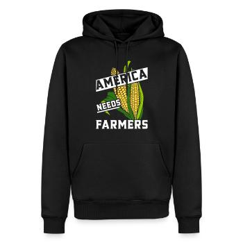 America needs farmers corn food - Men’s Premium Organic Hoodie - black - Front - Nico (187cm)