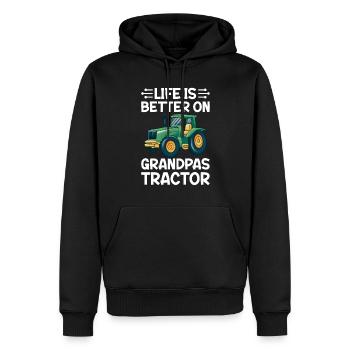 Life is better on grandfather's tractor Green - Men’s Premium Organic Hoodie - black - Front - Nico (187cm)