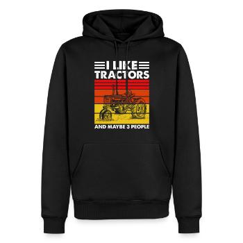 I like tractors and maybe 3 people - Men’s Premium Organic Hoodie - black - Front - Nico (187cm)