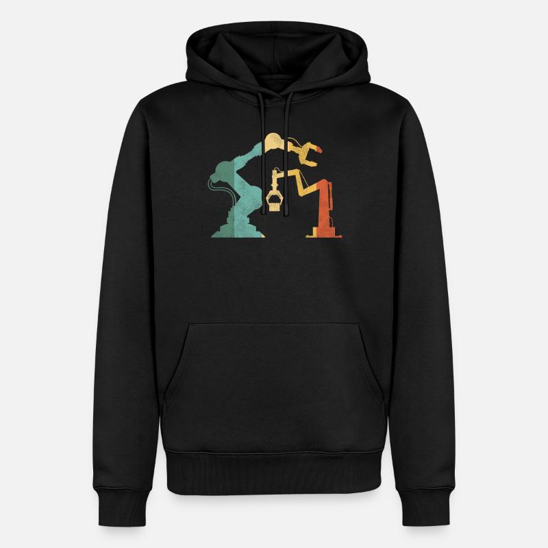 Robot Robotics Engineer Retro - Männer Premium Bio Hoodie - Schwarz