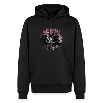 Temple japonais vintage des fleurs de cerisier Sakura - Sweat à capuche Premium bio Homme - noir - Devant - Nico (187cm)
