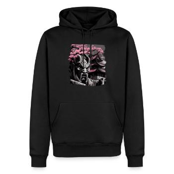 Temple japonais vintage des fleurs de cerisier Sakura - Sweat à capuche Premium bio Homme - noir - Devant - Nico (187cm)
