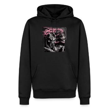 Temple japonais vintage des fleurs de cerisier Sakura - Sweat à capuche Premium bio Homme - noir - Devant - Nico (187cm)