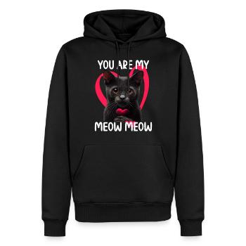 Tu es mon Meow Meow Cat - Sweat à capuche Premium bio Homme - noir - Devant - Nico (187cm)
