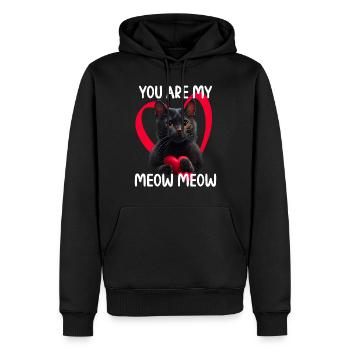 Tu es mon Meow Meow Cat - Sweat à capuche Premium bio Homme - noir - Devant - Nico (187cm)