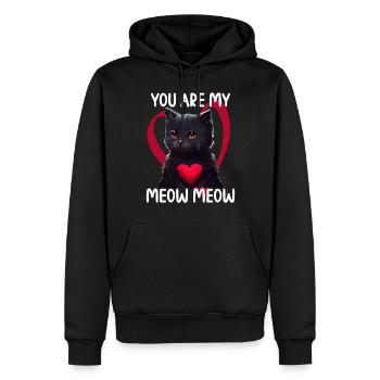 Tu es mon Meow Meow Cat - Sweat à capuche Premium bio Homme - noir - Devant - Nico (187cm)