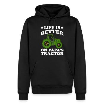 Life is better on daddy's tractor - Men’s Premium Organic Hoodie - black - Front - Nico (187cm)