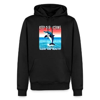Delfin Umweltschutz ist wichtig - Männer Premium Bio Hoodie - Schwarz - Vorne - Nico (187cm)