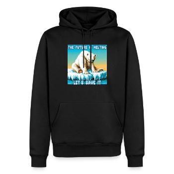 L’avenir fond - Sweat à capuche Premium bio Homme - noir - Devant - Nico (187cm)