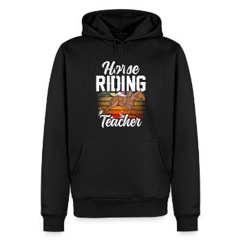 Moniteur d’équitation Cours d’équitation Équitation - Sweat à capuche Premium bio Homme - noir - Devant - Nico (187cm)