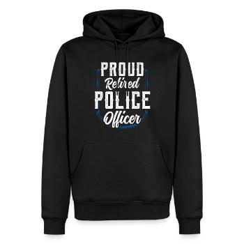 Proud retired police officer - Men’s Premium Organic Hoodie - black - Front - Nico (187cm)
