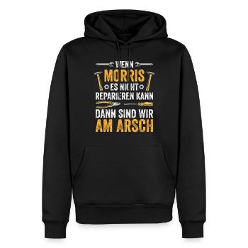 Lustiges Morris Handwerker Heimwerker Sprüche - Männer Premium Bio Hoodie - Schwarz - Vorne - Nico (187cm)