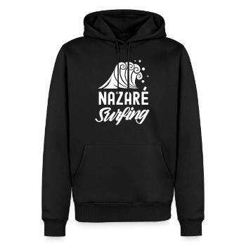 Nazaré Surfen Surfing Wellen Surfer - Männer Premium Bio Hoodie - Schwarz - Vorne - Nico (187cm)