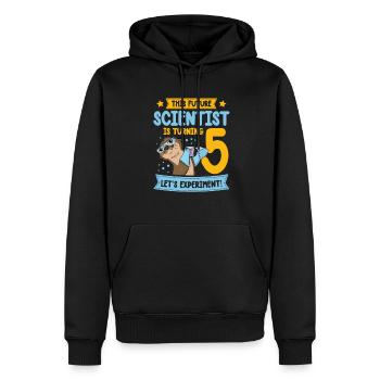 Ce futur scientifique fête ses 5 ans. - Sweat à capuche Premium bio Homme - noir - Devant - Nico (187cm)