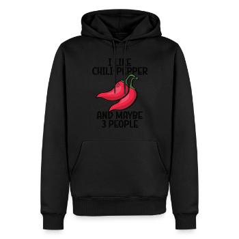 Chili-Pfeffer - Männer Premium Bio Hoodie - Schwarz - Vorne - Nico (187cm)