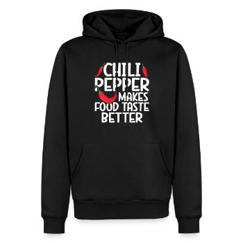 Chili-Pfeffer - Männer Premium Bio Hoodie - Schwarz - Vorne - Nico (187cm)