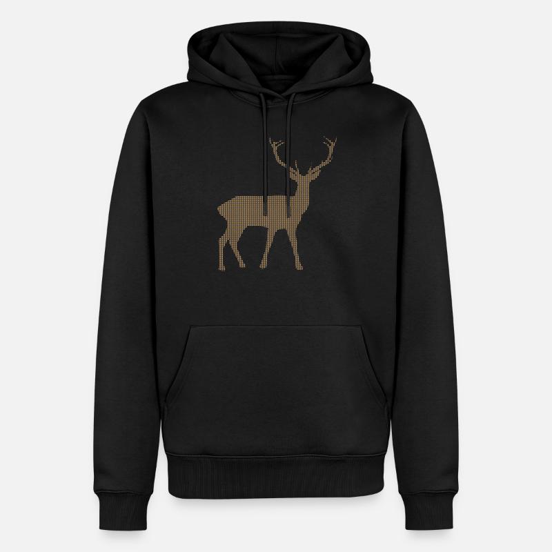 Hirsch - Männer Premium Bio Hoodie - Schwarz