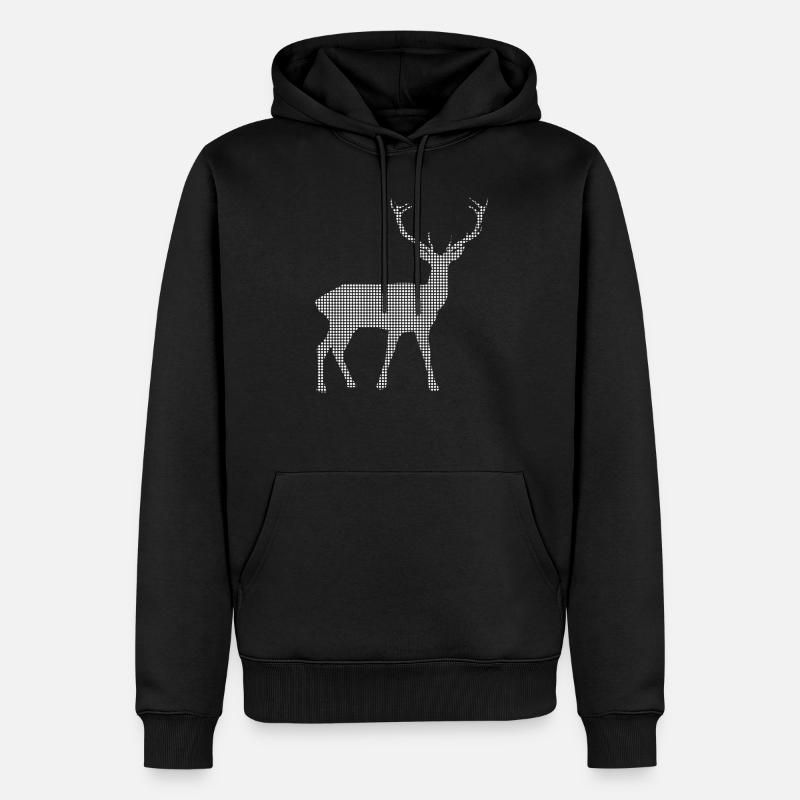 Hirsch - Männer Premium Bio Hoodie - Schwarz
