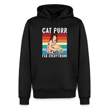 Cadeau Propriétaire de chat Cadeau de chat - Sweat à capuche Premium bio Homme - noir - Devant - Nico (187cm)