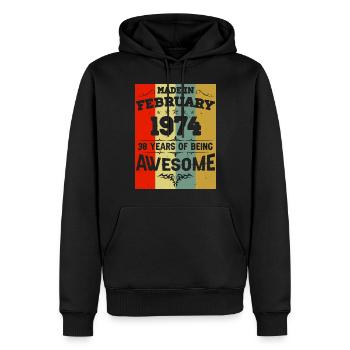 Februar 1974 Vintage Jahrgang Geburtstag - Männer Premium Bio Hoodie - Schwarz - Vorne - Nico (187cm)