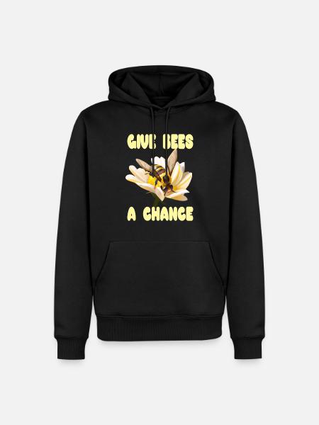 Give Bees a Chance - Men’s Premium Organic Hoodie - black