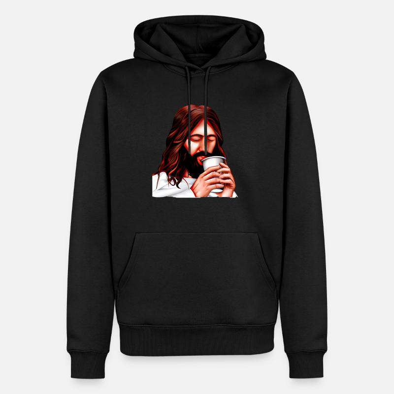Jesus mochte Kaffee - Männer Premium Bio Hoodie - Schwarz