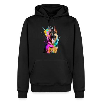 Farbkleckse Schäferhund - Männer Premium Bio Hoodie - Schwarz - Vorne - Nico (187cm)