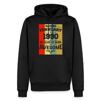 Februar 1990 Vintage Jahrgang Geburtstag - Männer Premium Bio Hoodie - Schwarz - Vorne - Nico (187cm)