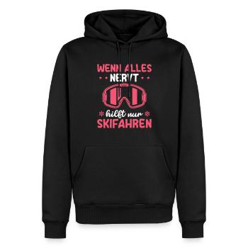 Wintersport Skifahren Skihase Skifahrerin - Männer Premium Bio Hoodie - Schwarz - Vorne - Nico (187cm)