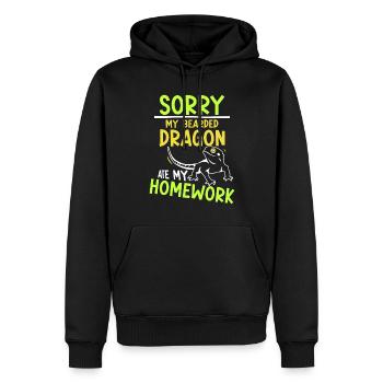 Un dragon barbu a mangé mon animal de devoirs - Sweat à capuche Premium bio Homme - noir - Devant - Nico (187cm)