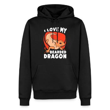J’aime mon dragon barbu animal dragon barbu - Sweat à capuche Premium bio Homme - noir - Devant - Nico (187cm)