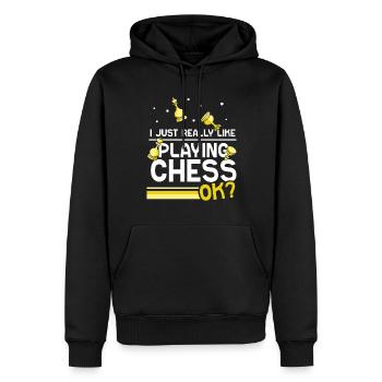 J’aime juste jouer aux échecs ok joueur d’échecs - Sweat à capuche Premium bio Homme - noir - Devant - Nico (187cm)