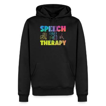 Assistant orthophoniste - Sweat à capuche Premium bio Homme - noir - Devant - Nico (187cm)