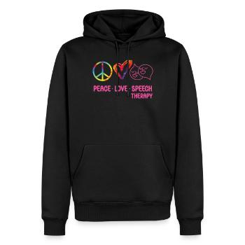 Assistant orthophoniste - Sweat à capuche Premium bio Homme - noir - Devant - Nico (187cm)