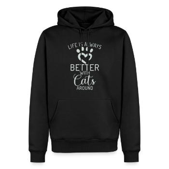 Cadeau Propriétaire de chat Cadeau de chat - Sweat à capuche Premium bio Homme - noir - Devant - Nico (187cm)