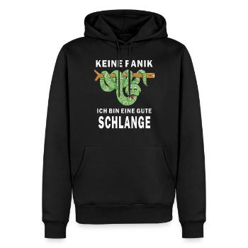 BIN EINE GUTE SCHLANGE - Männer Premium Bio Hoodie - Schwarz - Vorne - Nico (187cm)